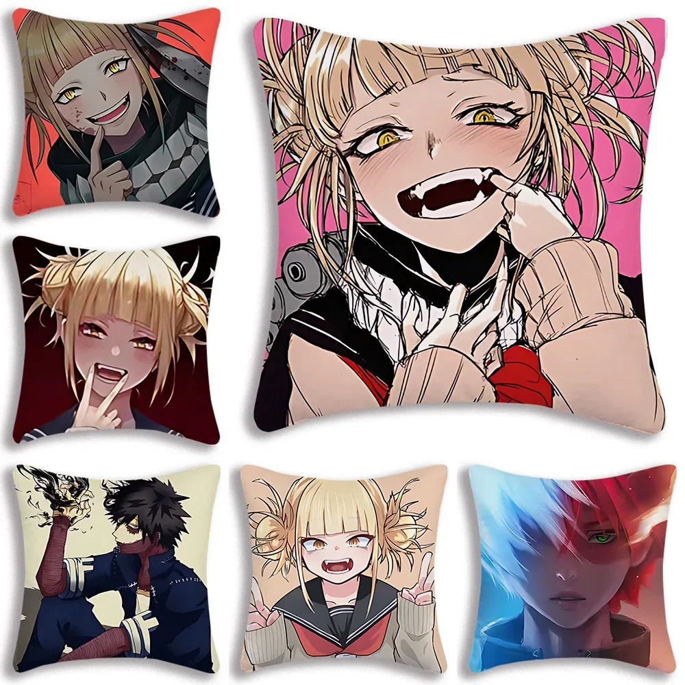 

My Hero Academia Himiko Toga Pillow Covers Cartoon Sofa Decorative Home Double-sided Printing Short Plush Cute Cushion Cover