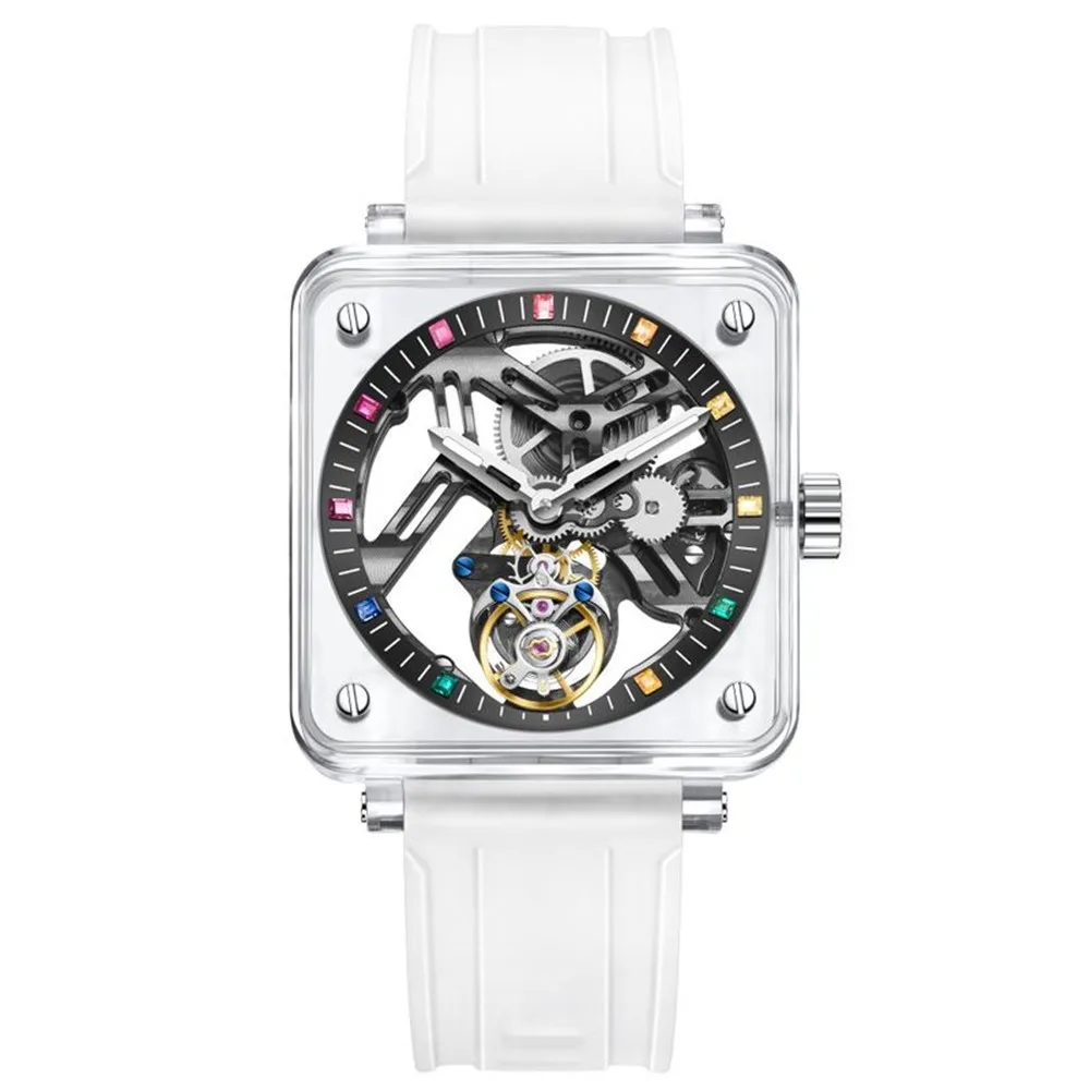 AESOP Flying Tourbillon Skeleton Manual Mechanical Sapphire Luxury Watch Waterproof Clock Man Luminous Crystal Transparent Case