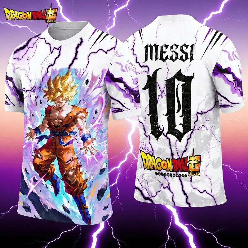 25-26 Dragon Ball Goku graphic T-shirt Messi football jersey Autumn Sports Dry Quickly Men's T-Shirt Kid's Clothing Tee Y2k