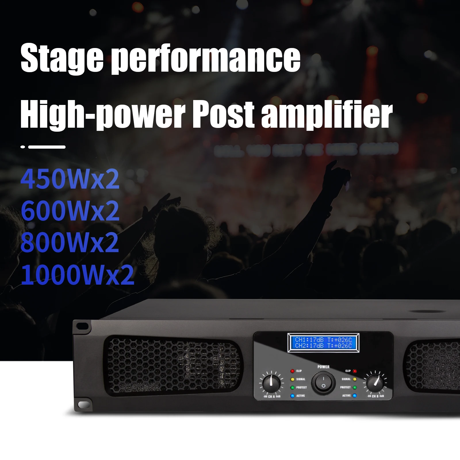 MA1000 Professional Sound System 2 Channel Power Amplifier 1000W*2 for Concerts Sound Stage Performance