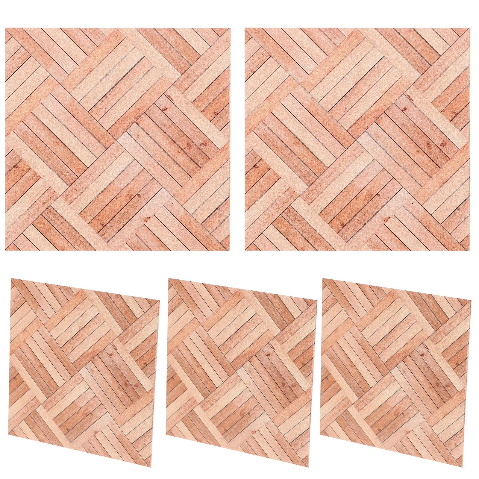 

5 Pcs Simulated Wood Grain Wall Panels Wallpaper Dollhouse Decoratiom Mini Floor Stickers Decors Floorboards Accessories