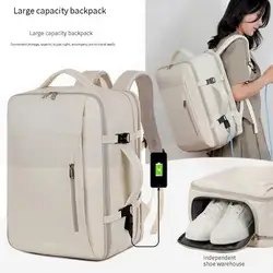 Mochila de viagem com compartimento de sapatos, embarque, viagens de negócios, estudantes com grande capacidade, bolsa computador expansível