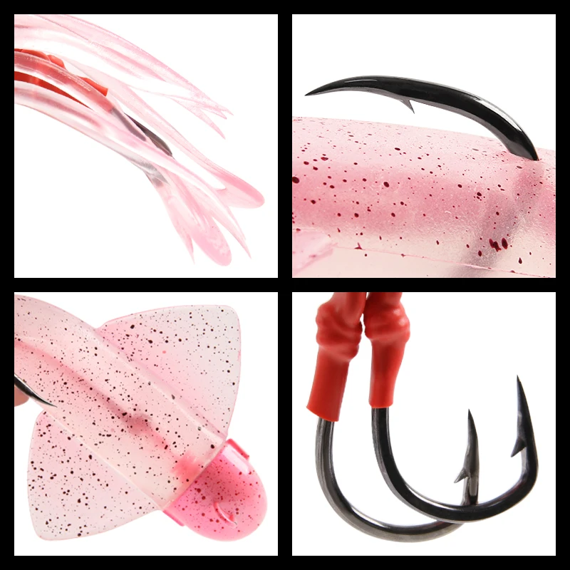 

150g 180g 200g Luminous UV PVC Octopus Squid Skirt Sea Saltwater With Assist Hook Jigging Fishing Soft Lures Bait