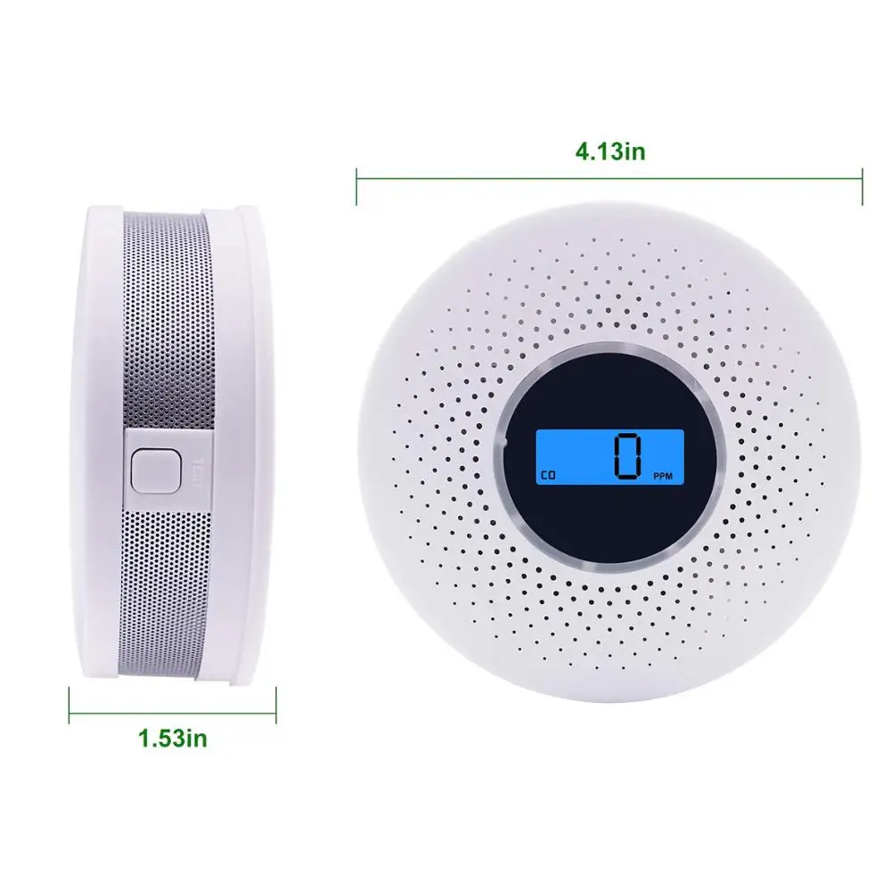 Combinatie Rook En Koolmonoxide Detector Met Display, Batterij Operated Rook Co Alarm Detector