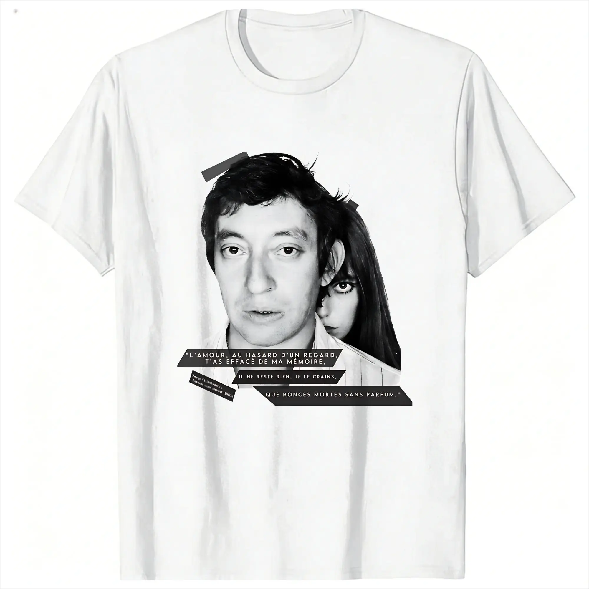 Serge Gainsbourg Men T Shirts  Vintage Tee Shirt Short Sleeve Crewneck T-Shirt Pure Cotton Plus Size Tops