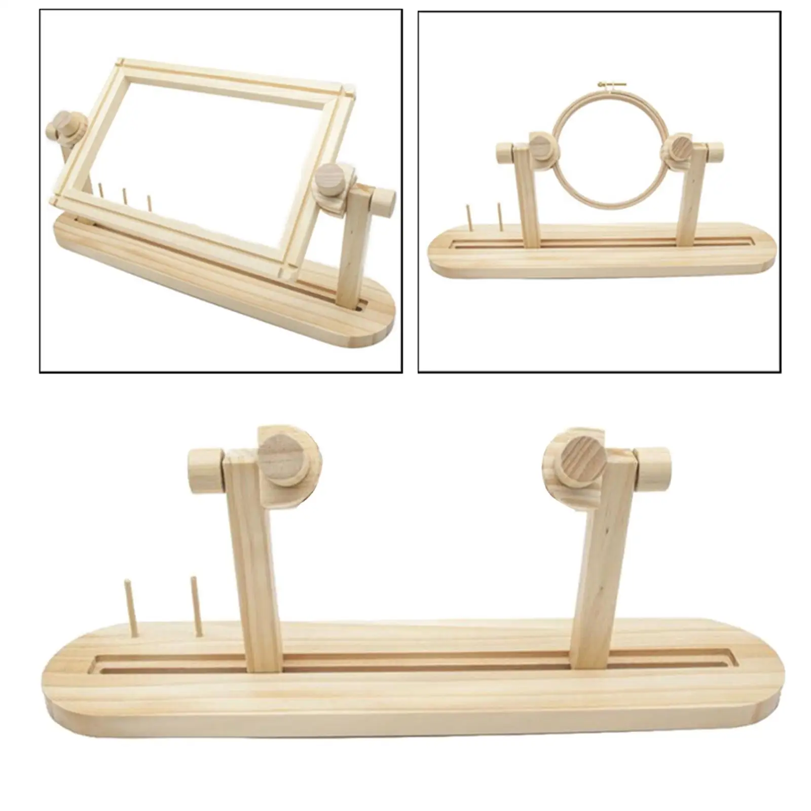 Max Dia 40cm Embroidery Hoop Lap 60 Degree Rotary Stitch Rack High Adjustable Wooden Holder for DIY Stitch Hoop Rings Tool