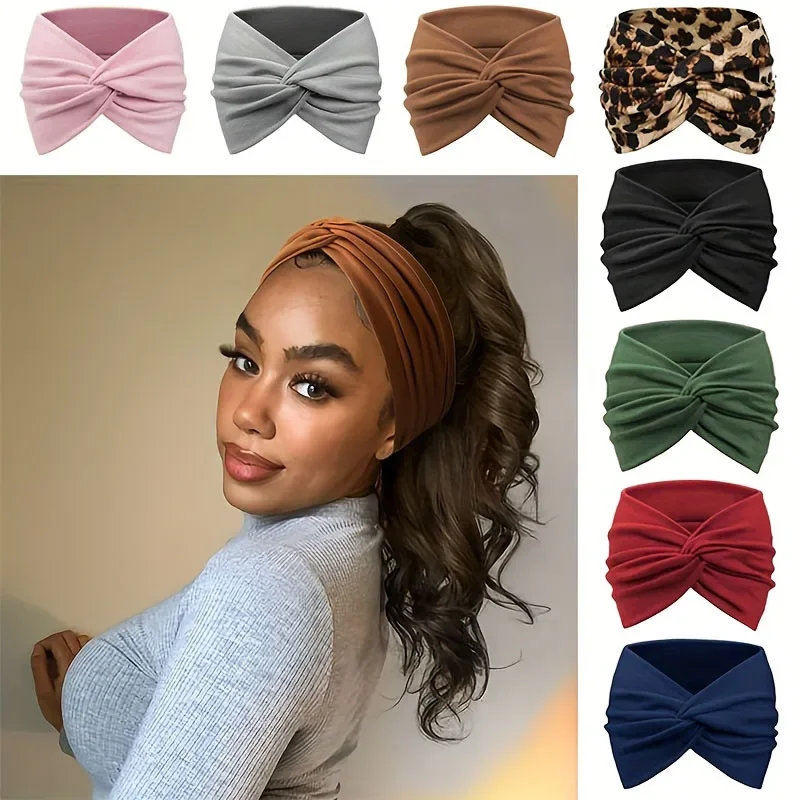 

1pc Women's Fashion Headband - Elastic Non slip Wide Knot Yoga Fitness Headband, Casual Clothing Headband Non slip Headband