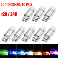 Car LED T10 W5W Canbus Glass COB 6000k Reading Dome Lamp Marker Wedge License PlateLight Bulb 168 194 192 DC 12V 24V White Red