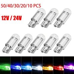 Car LED T10 W5W Canbus Glass COB 6000k Reading Dome Lamp Marker Wedge License PlateLight Bulb 168 194 192 DC 12V 24V White Red