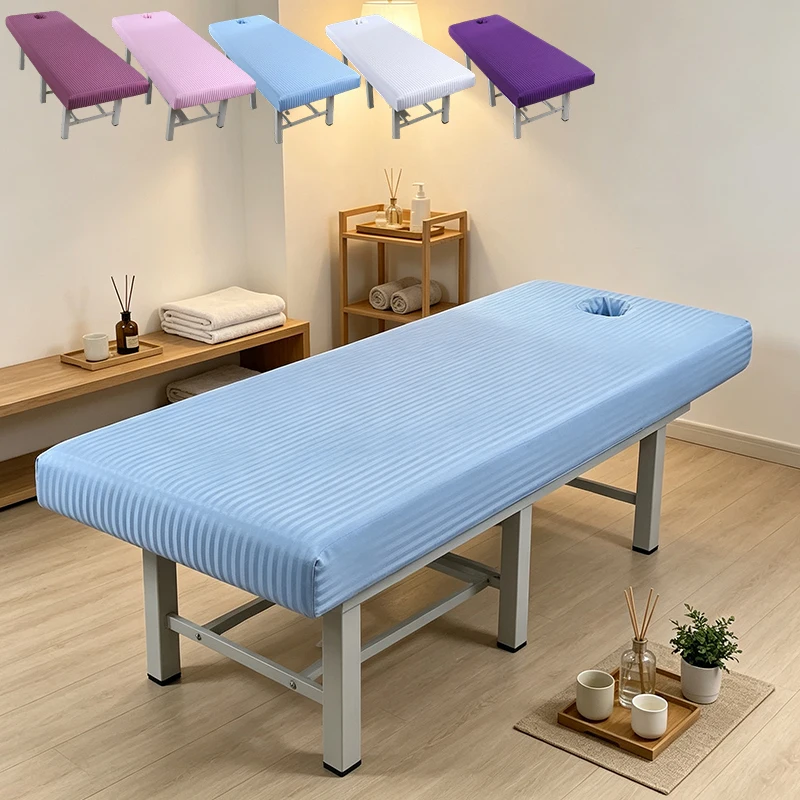1pc Beauty Salon Massage Table Sheet Microfiber Soft Spa Bed Cover with Face Opening All-Season Universal 미용 매트리스