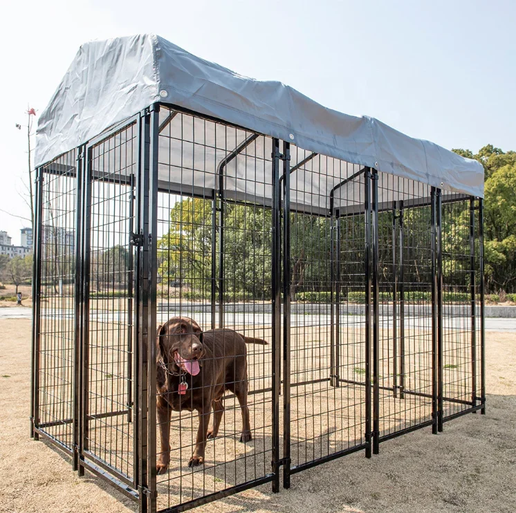 Outdoor Dog Kennel for Large Dogs Heavy Duty Welded Wire Steel Dog Playpen Fence with Secure Lock Pet Pen with UV-Resistant