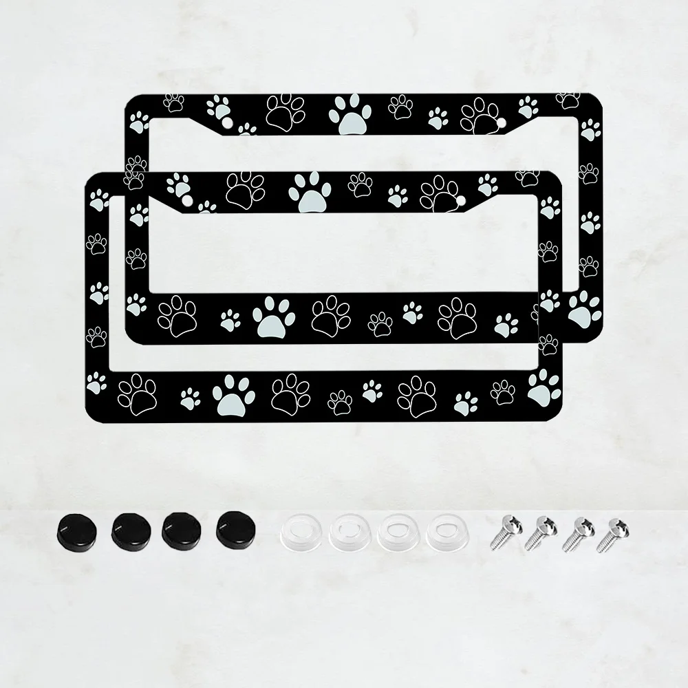 

Черная рамка для номерного знака с мультяшным принтом в виде кошачьей или собачьей лапы, держатель для номерного знака, чехол для переднего номерного знака
