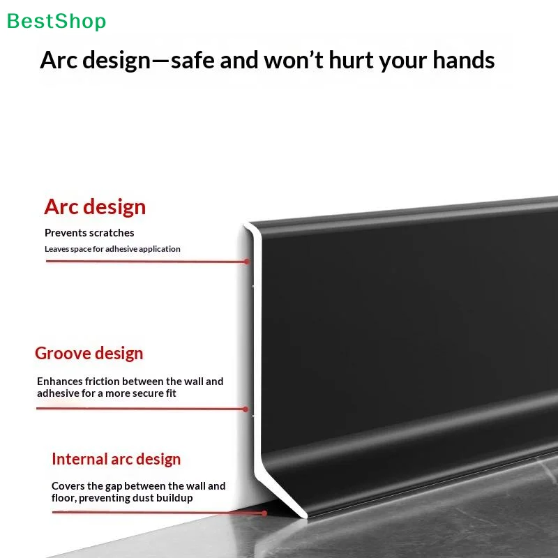 Self Adhesive Peel And Stick Baseboard Multi Height Options For Home Wall Floor Decoration Renovation