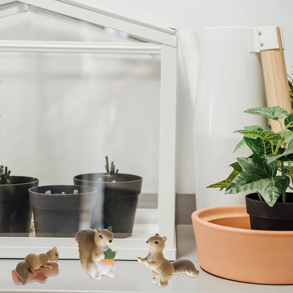 

8pcs Multisucculent Mini Decor Micro Squirrels Figurines For Miniature Garden Landscape Ornament Squirrel Models Moss Decor