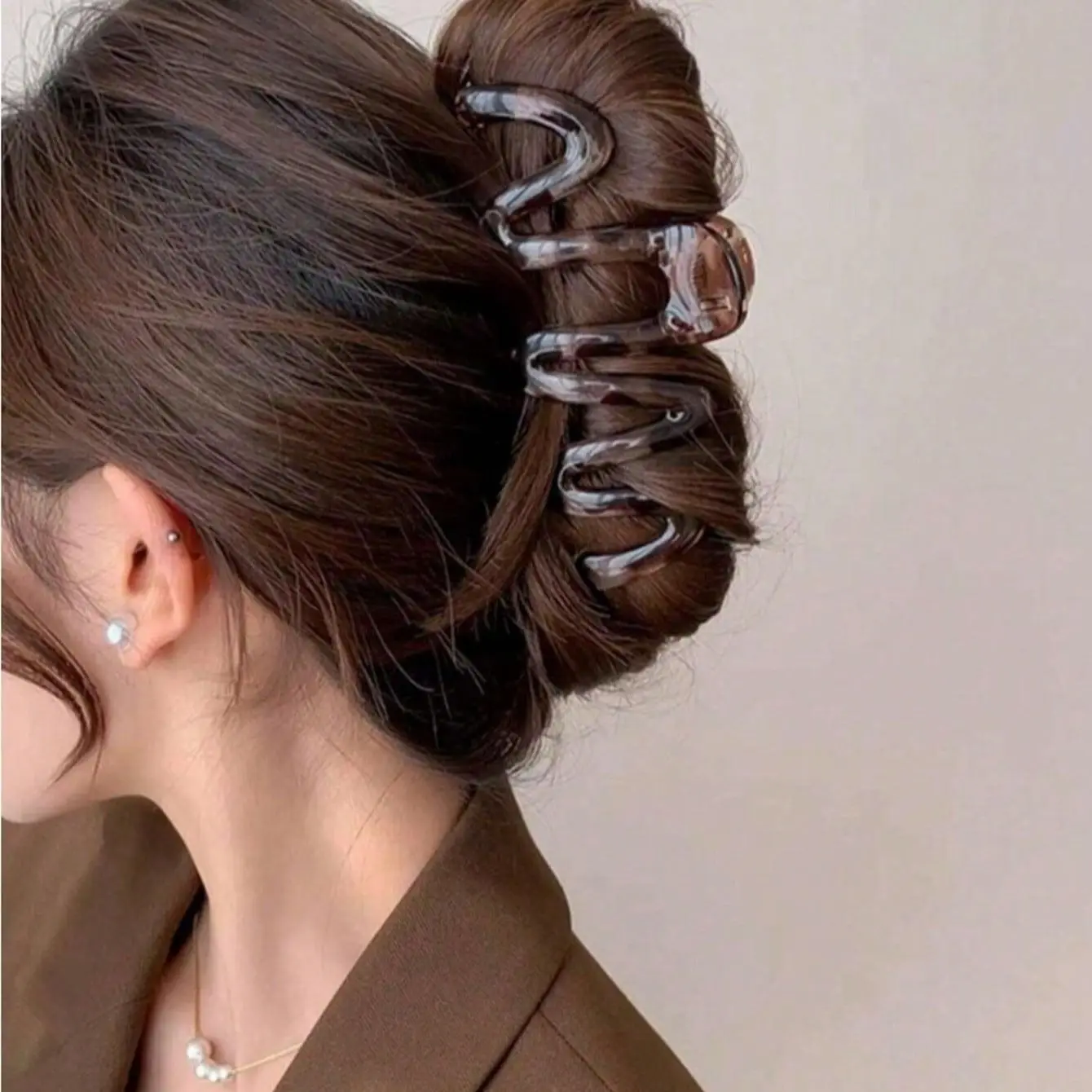 3 uds Premium sensación onda tiburón Clip Clip de pelo mujer parte posterior de la cabeza placa Clip de pelo grande Clip de agarre tocado agarre de pelo