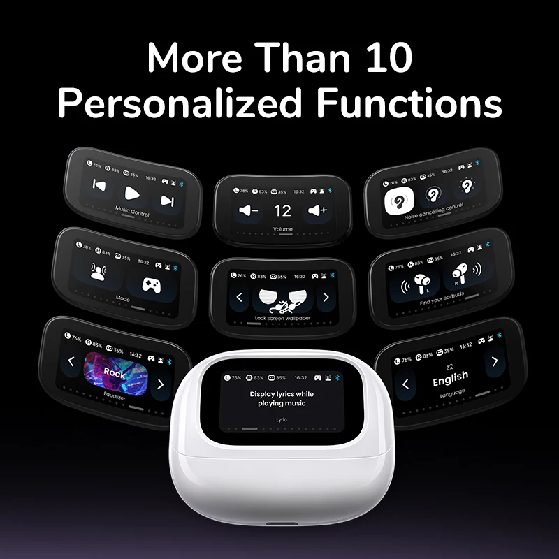 UGREEN ЖК-экран полноцветный смарт-экран беспроводные TWS Bluetooth наушники-вкладыши 52 дБ с активным шумоподавлением ANC наушники-вкладыши