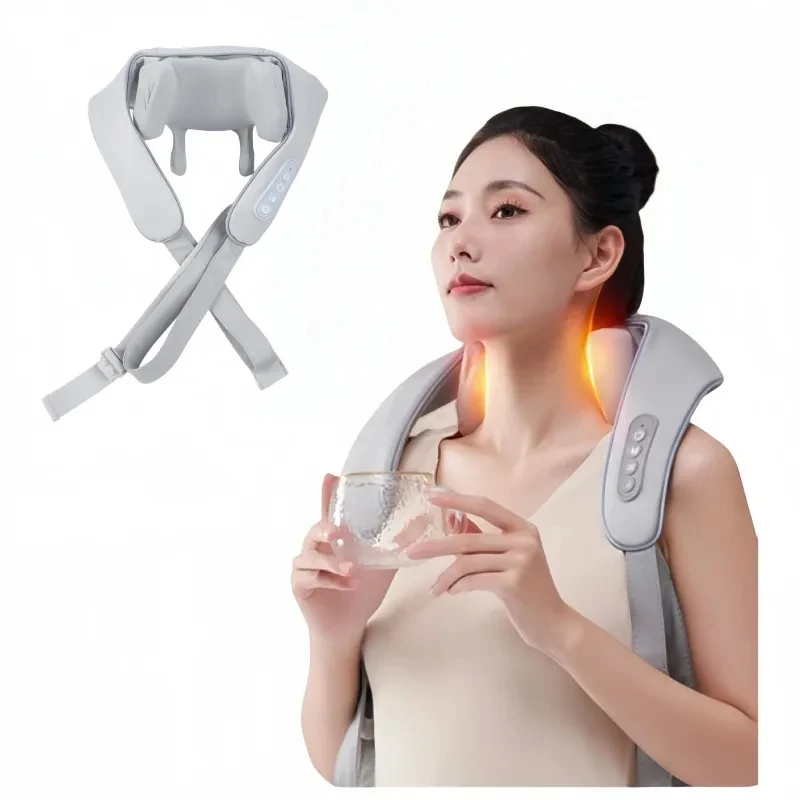 P8 massagem xale multifuncional cervical pescoço e ombro trapezius massageador aquecimento amassar xale branco cinza