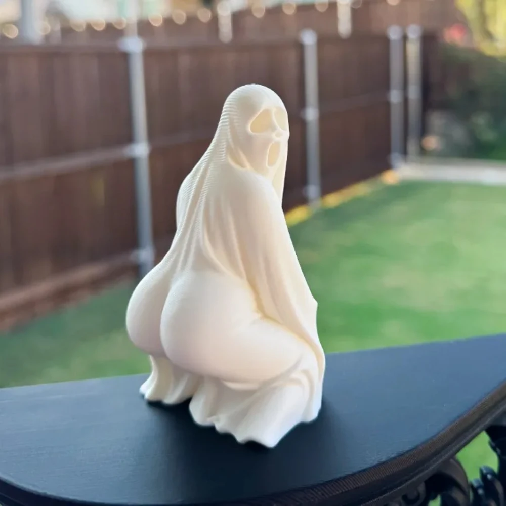 3D Printed Big-Ass Ghost Statue, Halloween Witch Ghost Desktop Ornament, Fun Design, Home Decor for Living Room, Suitable for Haunted House or Horror-Themed Desktop Decorations, Perfect as a Conversation Piece, Halloween Decorative Props and Accessories, Very Humorous Year-Round Ornament, Perfect Halloween Gift