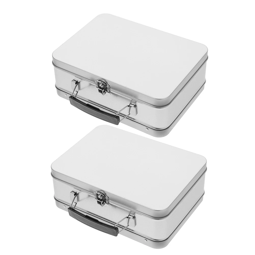 

2pcs Metal Lunch Box Retro Style Leakproof Food Storage Container Portable Snack Tin Bento Box For Outdoor Travel Gift Use