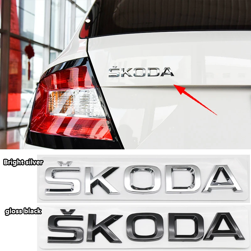 3D Car Stickers Lettering Rear Trunk Emblem Badge Decals For Skoda Yeti VRIS Octavia a5 Karoq Kamiq Fabia Kodiaq Rapid Superb