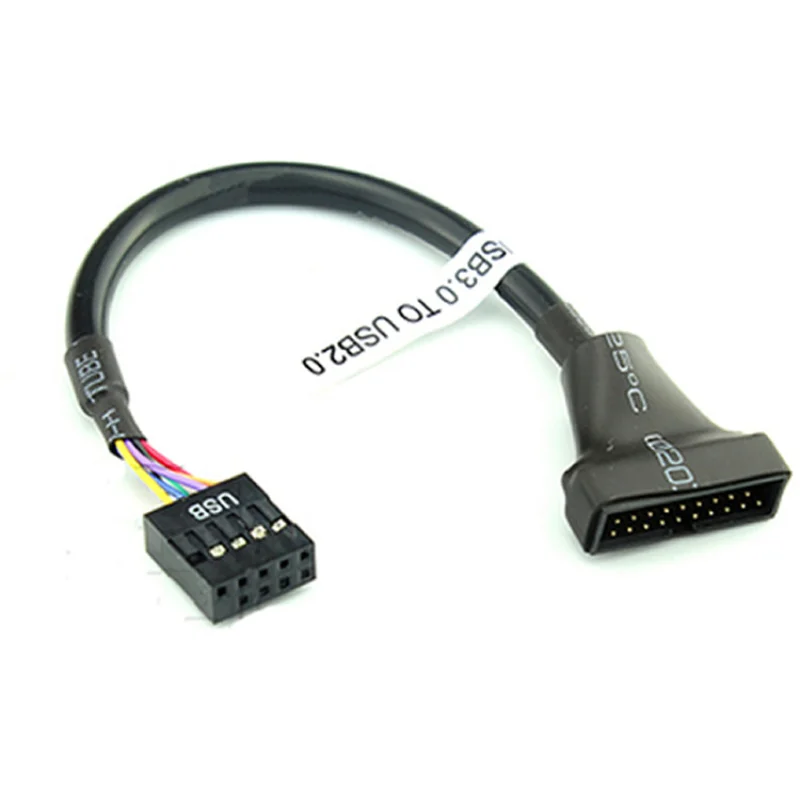 Cable adaptador de cabezal de placa base, 1 piezas, 20 pines, USB 100% hembra a 9 pines USB 3,0 macho, 2,0