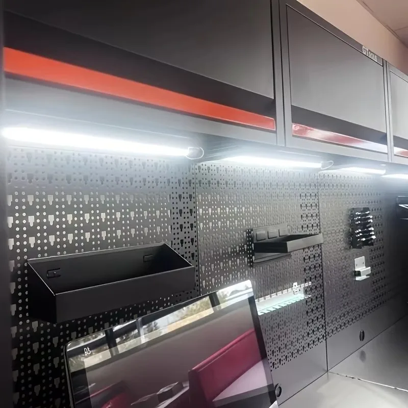 4.5m Wood Top Garage Workbench with 5 Drawers Cabinets & Built-in Lights-OEM/ODM/OBM Customizable 200kg Load Capacity