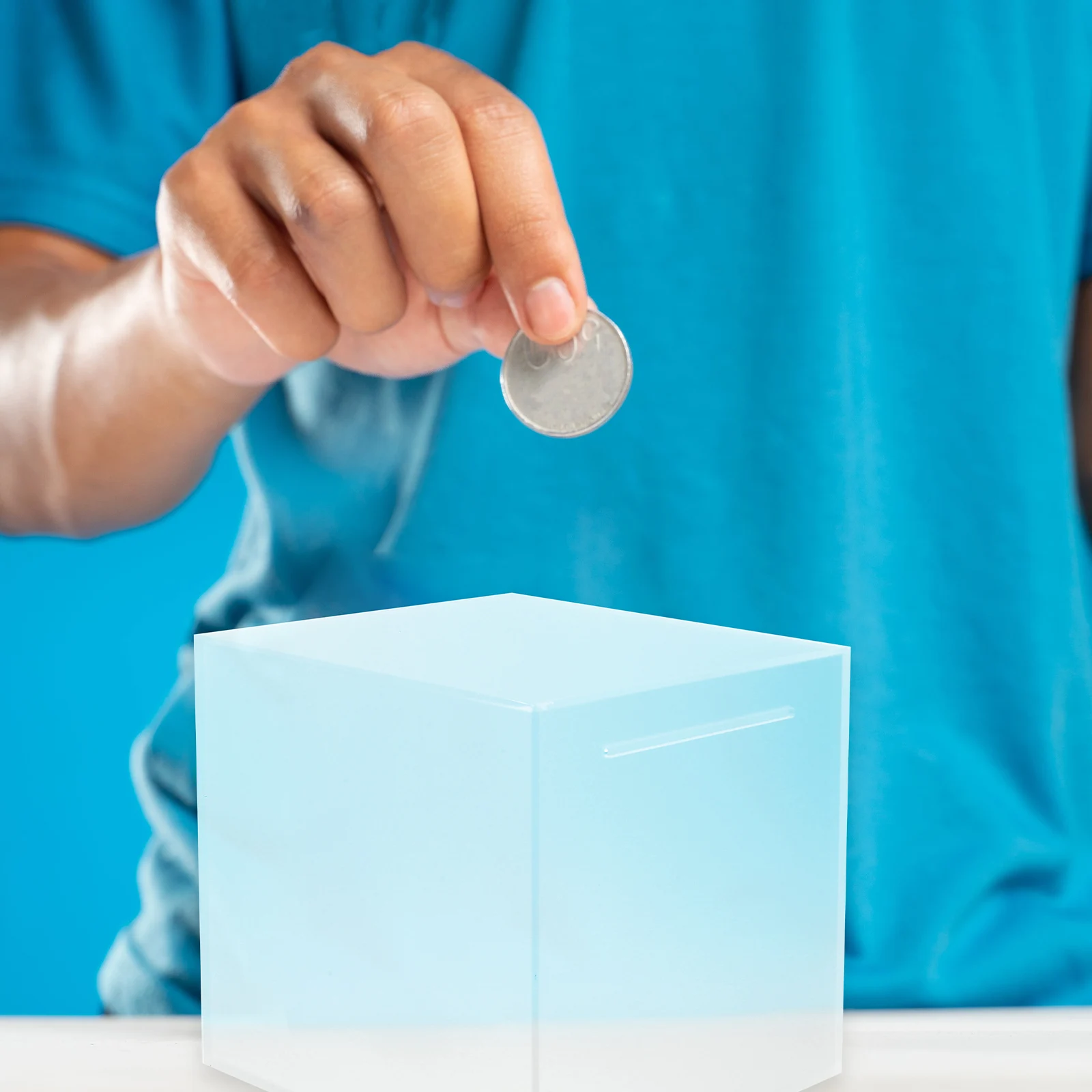

Acrylic Money Box Frosted Coin Container 15x15x15cm Saving Bank Desktop Home Supplies Clear Acrylic Piggy Bank