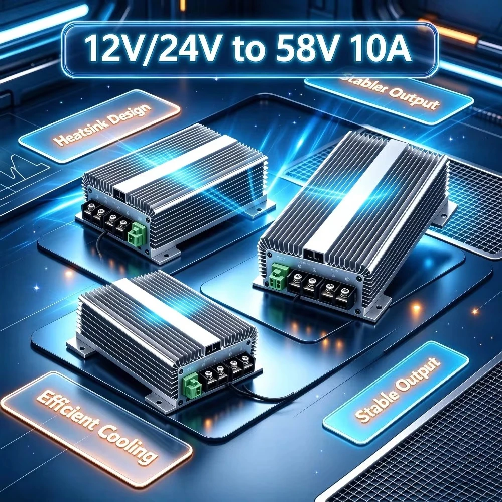 10A Step Up DC Converter 12V/24V to 58V, for 48V LiFePO4, Li-Ion and Lipo Battery, Suitable for RV & Ship, CE Certified