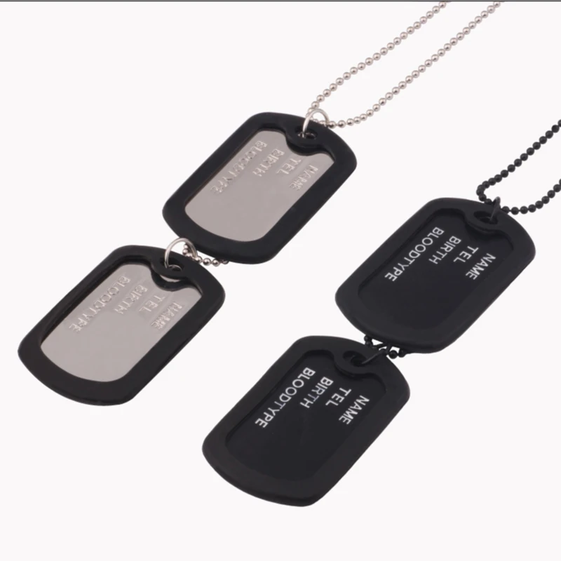 Fashion Necklace Four-Row Letter Double-Row Dog Tags Chain Mens Pendant Necklace Men Link Chain Metal