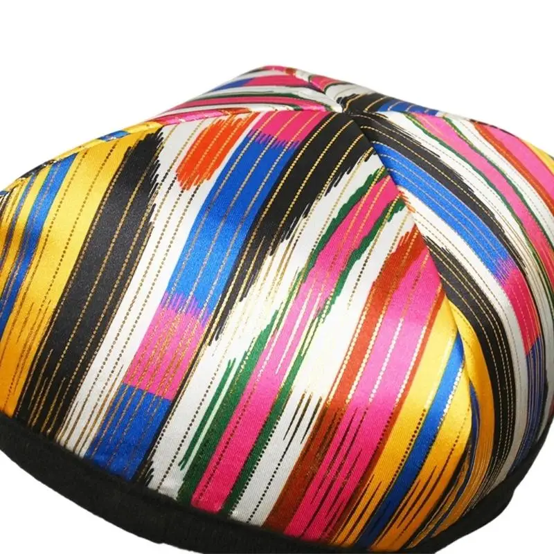39BD Photo Styling Four Corner Fabric Hat with Artistic Textile Detail, Patterned Accessory for Daily Wear and Travel Looks