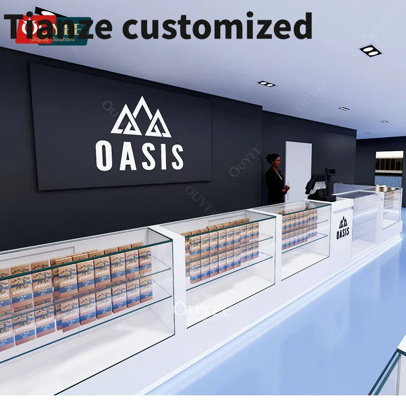 

Customized-High quality smoke shop showcase cabinet LED display lights display showcase retail store mall kiosk smoke sh