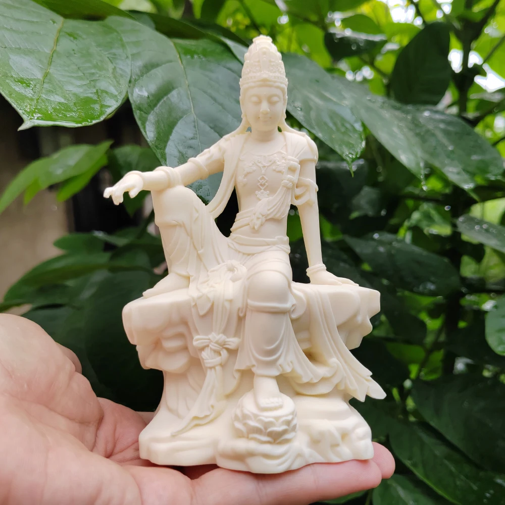 White Resin Guanyin Bodhisattva Sculpture, Birthday Gift, Christmas Gift, Halloween Decoration, Party Decoration, Creative Desktop Ornament, Office Decoration, Holiday Decoration, Statue Ornament