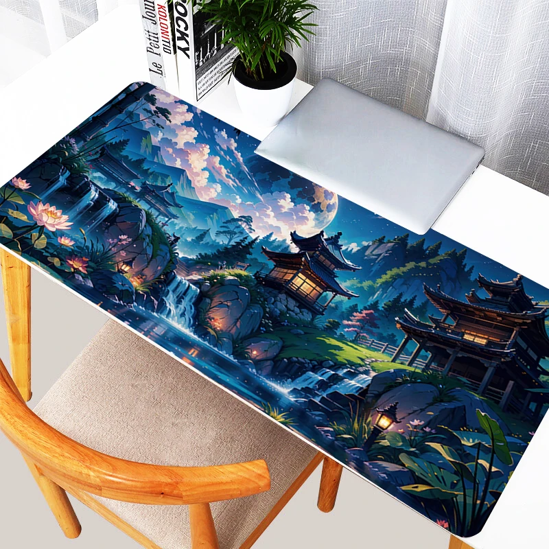 

Fantasy Anime Natural Landscape Mouse Pad Laptop Tree Cloud Moon Keyboard Rug Kawaii Extended Desk Mat PC Gamer Cabinet Mousepad