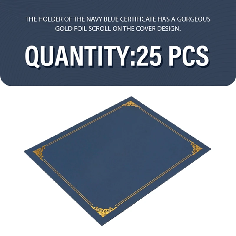 Certificate Holders, 25 Packs Diploma Holders, Certificate Covers with Gold Foil Border for Letter Size 8.5x11 Inch-ROWI