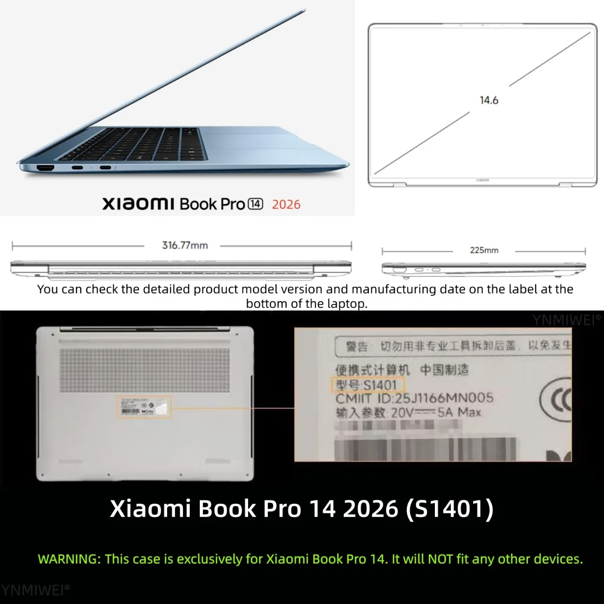 Matte Plastic Hard Case for Xiaomi Book Pro 14 2026 14.6 Inch Slim Laptop Protective Shell Anti-Scratch Shockproof Model S1401