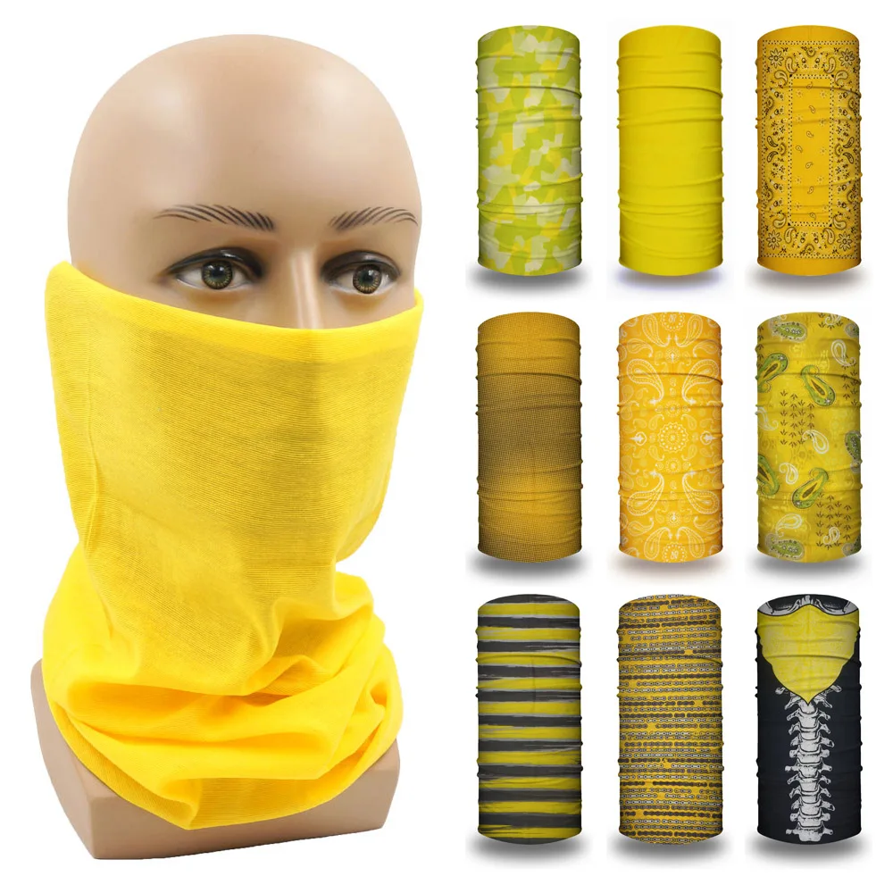 Yellow Tube Outdoor Bandana Women Running Hiking Headwear Breathable UV Dustproof Face Mask Cycling Scarf Seamless Neck Gaiter