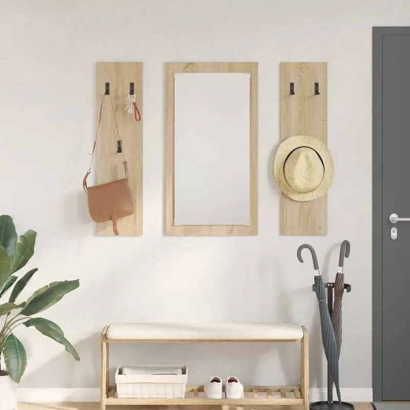 Banc mural d'entrée avec étagères – Porte-manteau moderne en bois composite pour couloir et entrée, étagère de rangement moderne, étagère utilitaire, organisateur de rangement