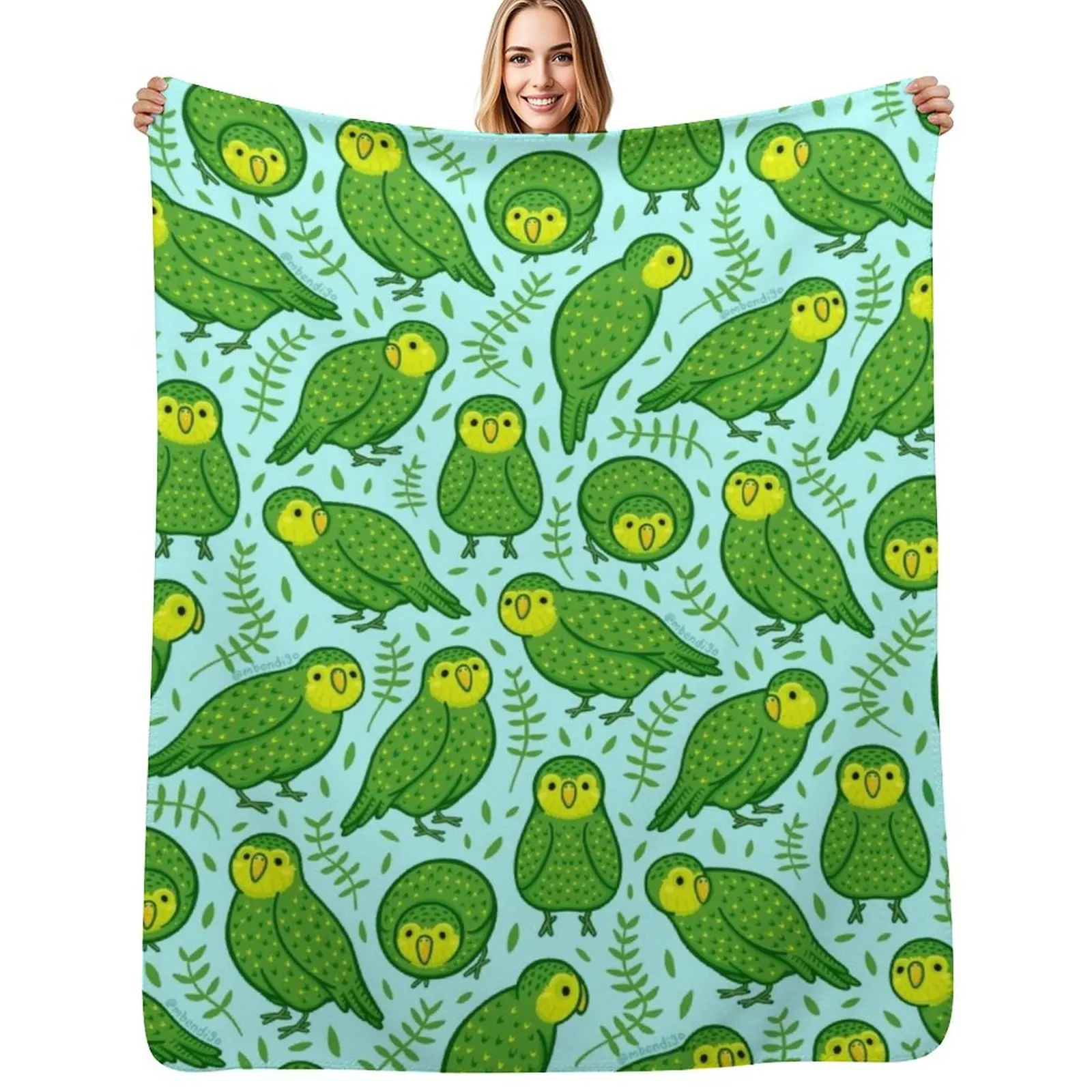 

Kakapo Throw Blanket Outdoor Soft Blanket for Picnic Beach Camping