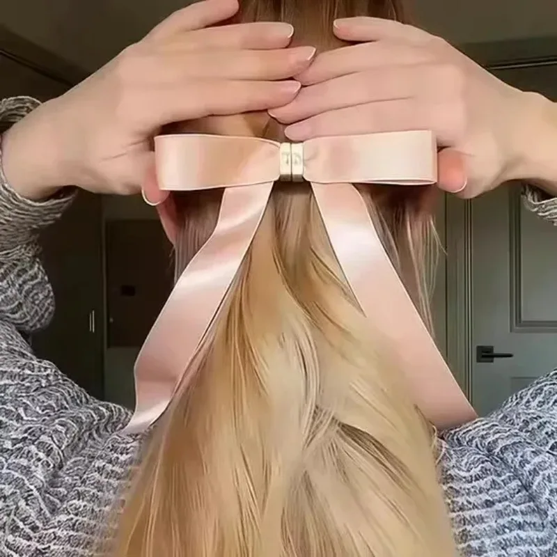 

Магнитная невидимая заколка для волос с длинной лентой-бантом, элегантный аксессуар для прически, заколка-краб для хвоста, для женщин и девочек, милый подарок