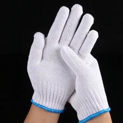 24pcs Protective Gloves Cotton Thread Gloves Work Thick Nylon White Yarn Wear Resistant Cotton Thread Gloves