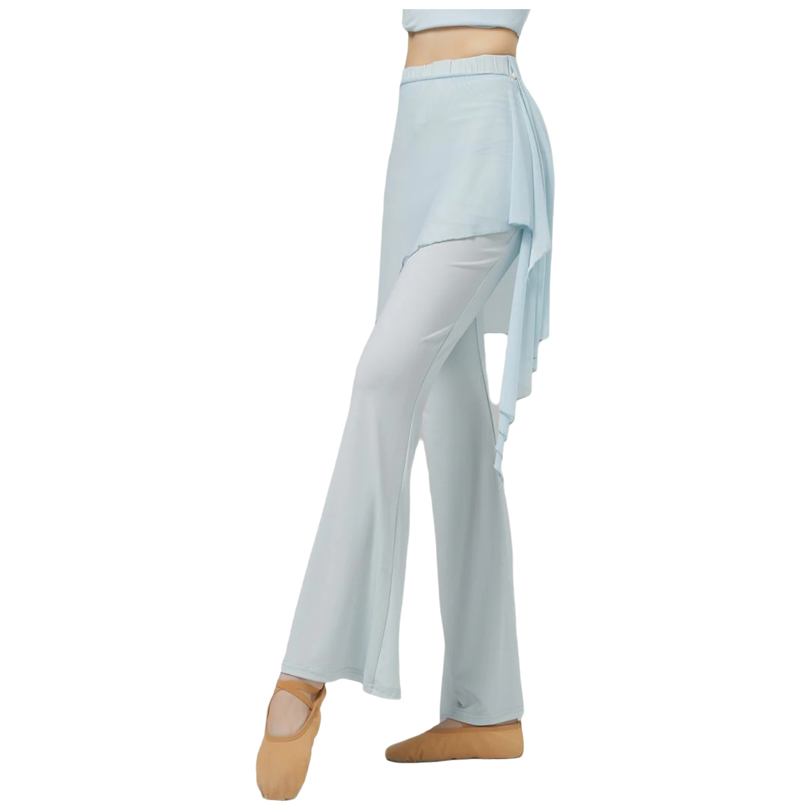 Pantaloni da ballo da donna Pantaloni lunghi leggermente svasati con sovrapposizione irregolare Costume da ballo avvolgente per danza lirica Danza classica