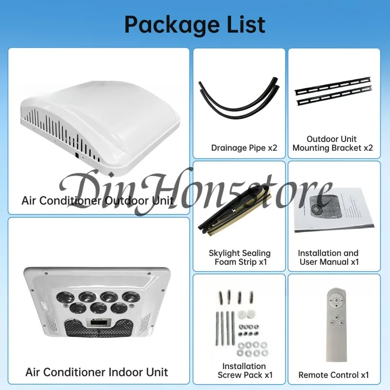 12V Heating and Cooling Automotive Air Conditioning Portable RV Rooftop Air Conditioner Electric Parking Unit for Car Truck Van