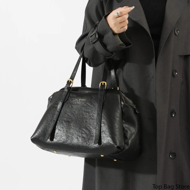 Minimalist Shoulder Bag for Women Genuine Leather Full Grain Leather Water Resistant Durable Luxury Handbag Designer