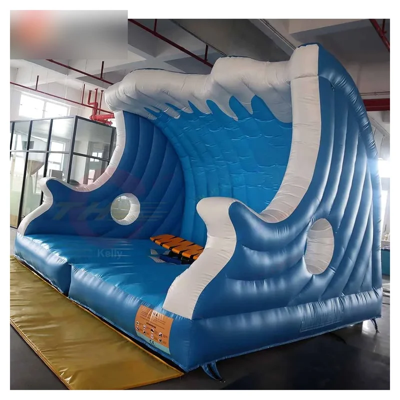 Outdoor Inflatable Mechanical Surfboard Ride Inflatable Wave Safety Bed for Parties Events and Commercial Rental Use