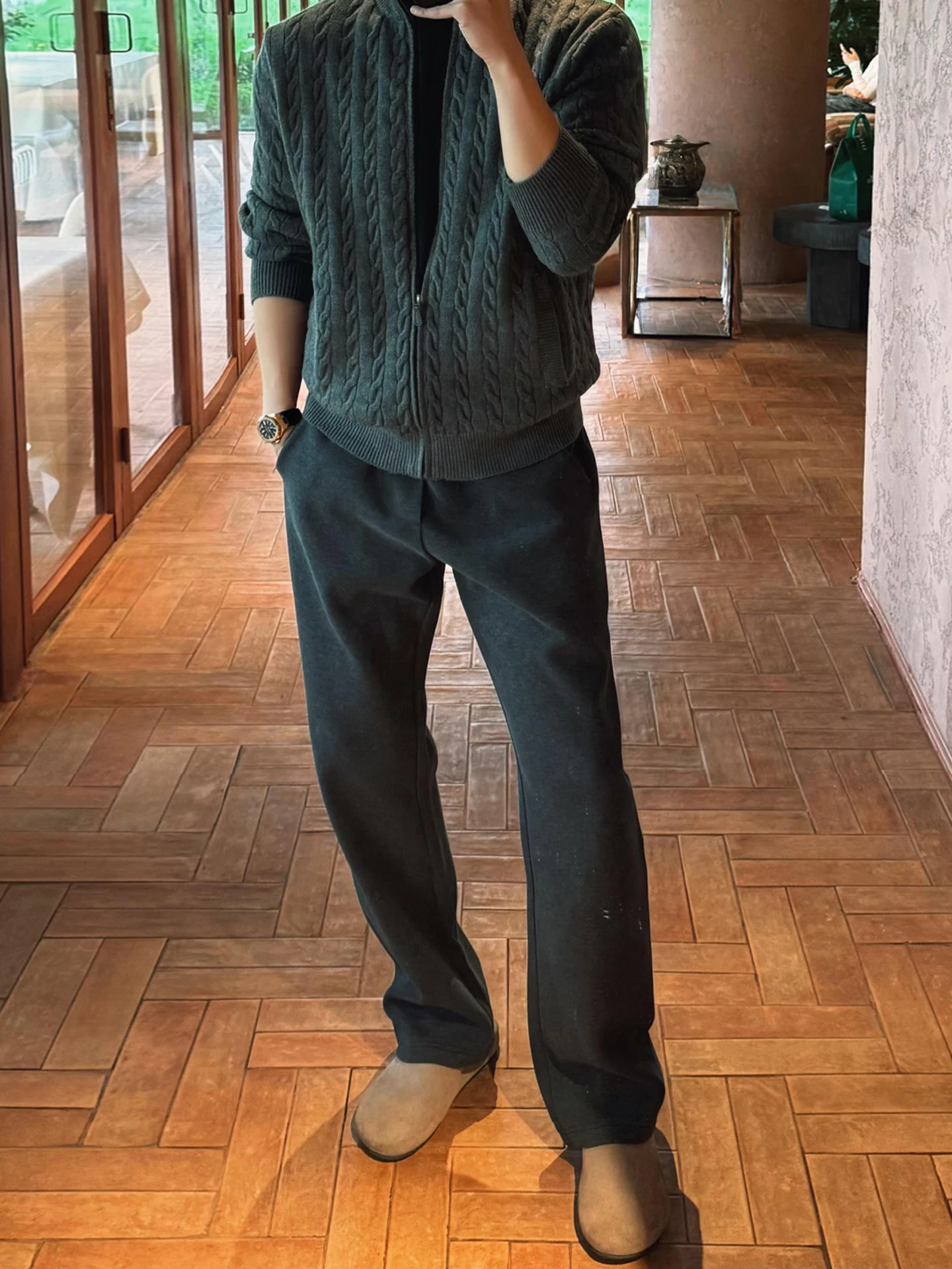 

Deep ey American Sle Heavyweight Knife Sweatpants Men's Autumn Slim Straight Sport Trousers Lazy Casual Long Pants