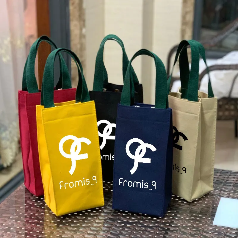Kpop fromis_9 Minimalist Canvas Tote Cup Bag Double-Layer Thickened Water Bottle Holder for Thermos Umbrella Cosmetic Cases