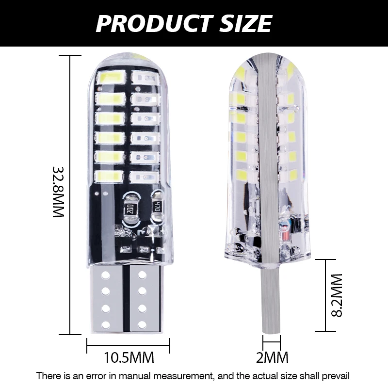 10Pcs LED Silica Gel T10 Light Bulb Flashing Signal Lamp Car Clearance Lights Position Light Strobe Stoplight Warning Taillights image 5
