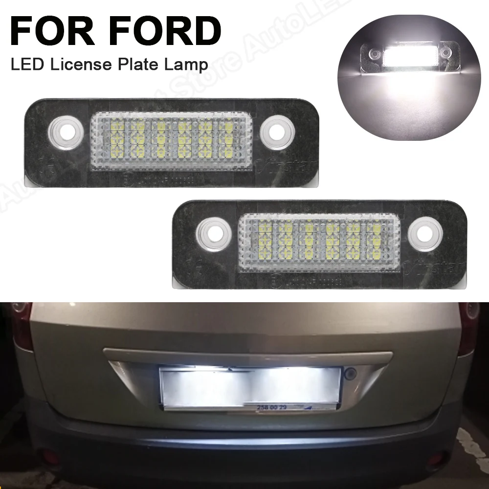 

LED Lights For Ford Fiesta MK5 Fusion Estate Mondeo MK2 License Plate Lamps 2PCS Error Free 12V White Number Plate Light