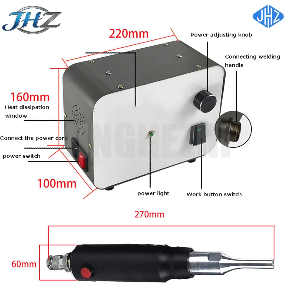 JHZ forPortable Plastic Spot Welder Fabric Plastic Welding Machine 220V 2000W 28KHz Handheld Ultrasonic Spot Welding Machine