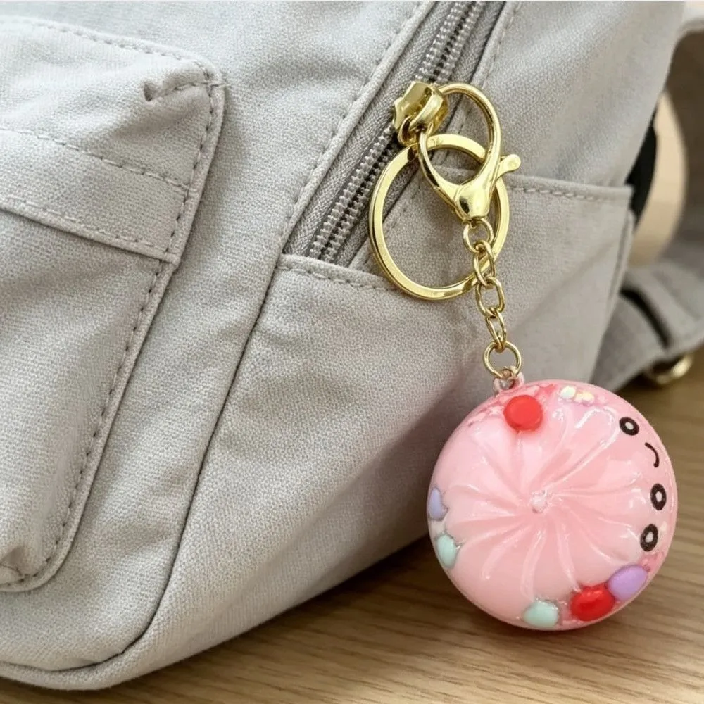 Colorful Miniature Bun Keychain Cute Cartoon Simulation Steamed Bun Pendant Acrylic Quicksand Glitter Crystal